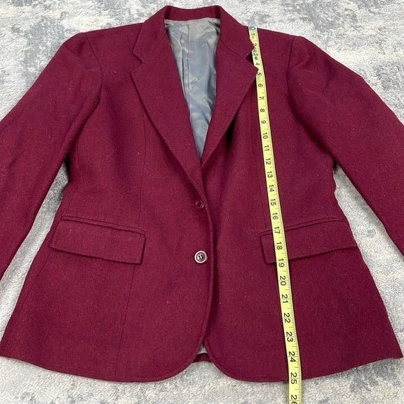 Oscar De La Renta Red Wine Wool Blend Blazer Boss Career Holiday Vintage Sz 10 - Picture 4 of 13